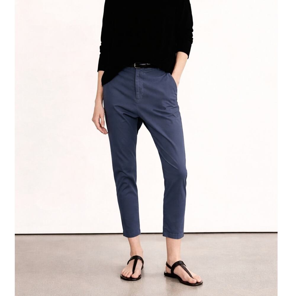 Nili Lotan 0 Paris Pants $345 Drop Crotch Cotton Slouchy Cropped Navy Blue NWT!